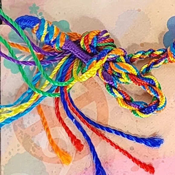 Novelty Inc Next Generation Silver Tone Peace Sun Symbols on Yarn Ankle Bracelet - Picture 8 of 16